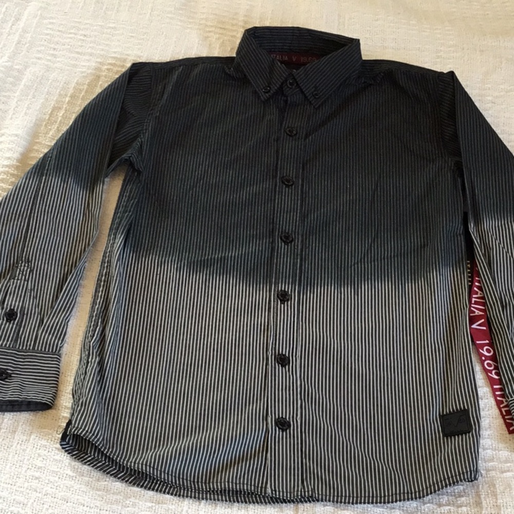 NWT boys size S8 long-sleeve button up ombré shirt